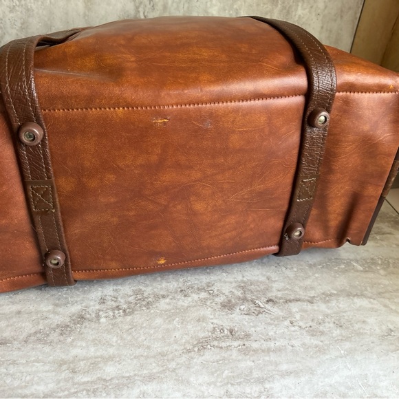 Singer Sewing Machine Travel Vinyl Carry Case Storage Bag Brown Vegan Leather - Picture 5 of 8